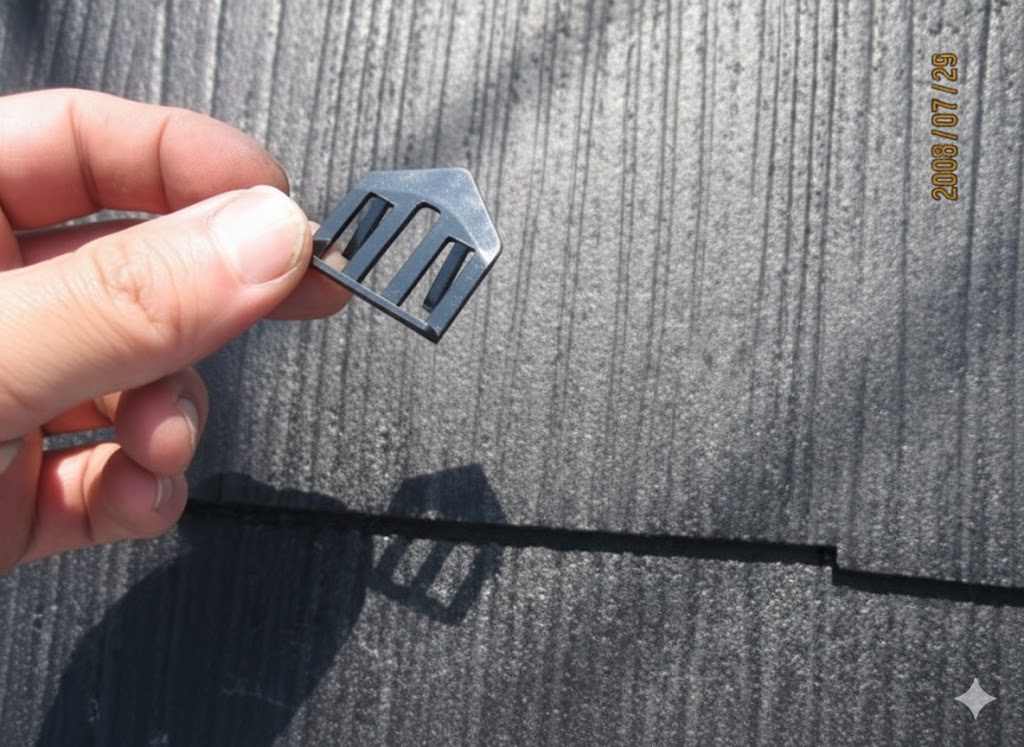 屋根塗装の縁切りに使用する部材「タスペーサー」の現物写真｜柏市の戸祭塗装